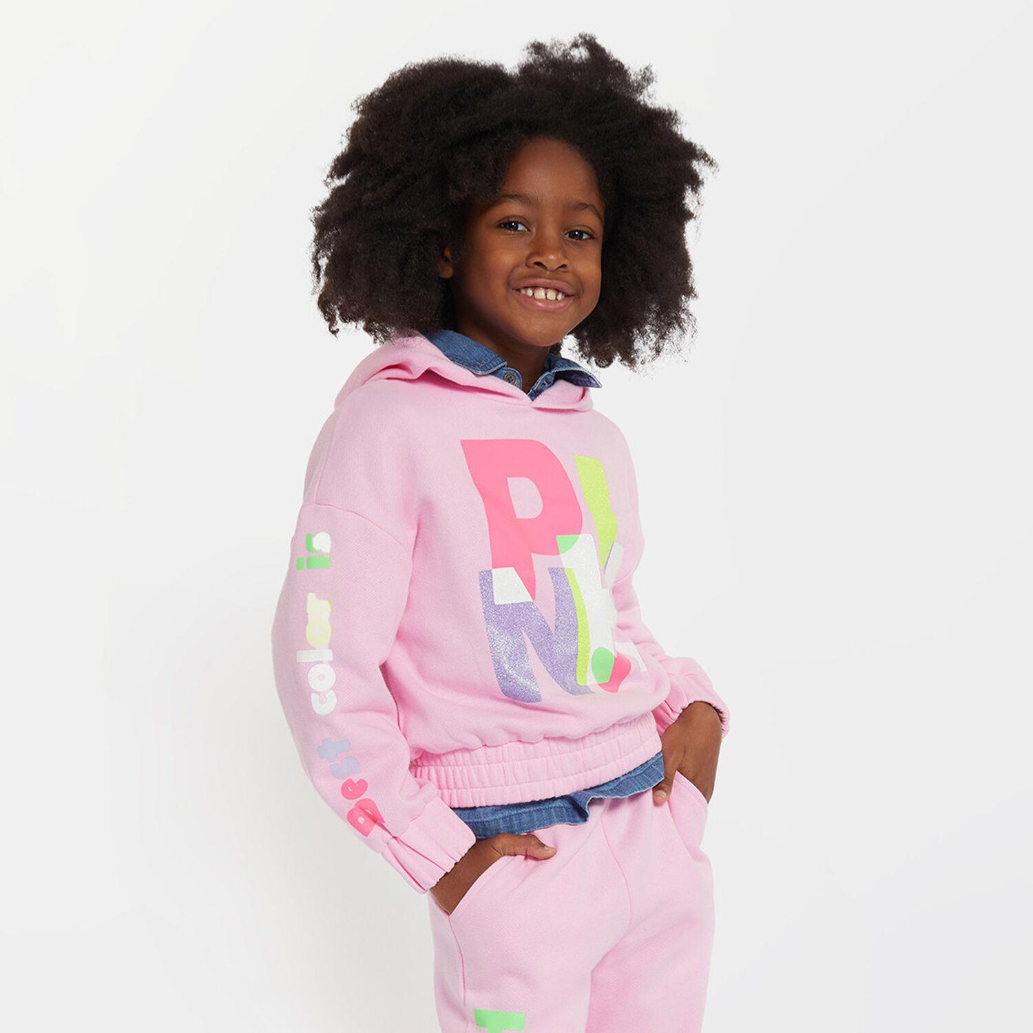Girls Pink Hooded Top, 1, hi-res image number null