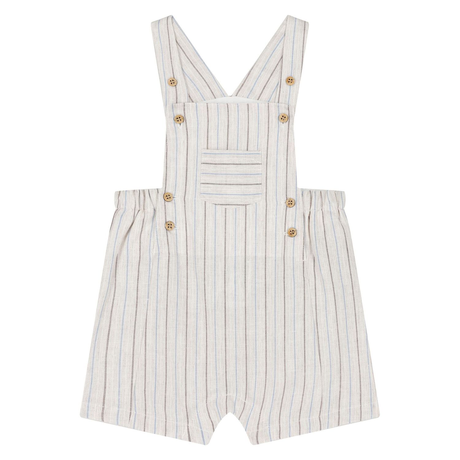 Baby Boys Beige & White Dungaree Set, 1, hi-res