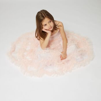 Girls Pink Ruffled Tulle Dress