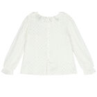 Girls Ivory & Gold Ruffle Collar Blouse, 1, hi-res