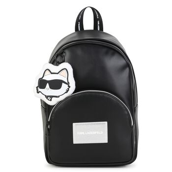 Mini Me Girls Black Choupette Leather Backpack ( 33cm )