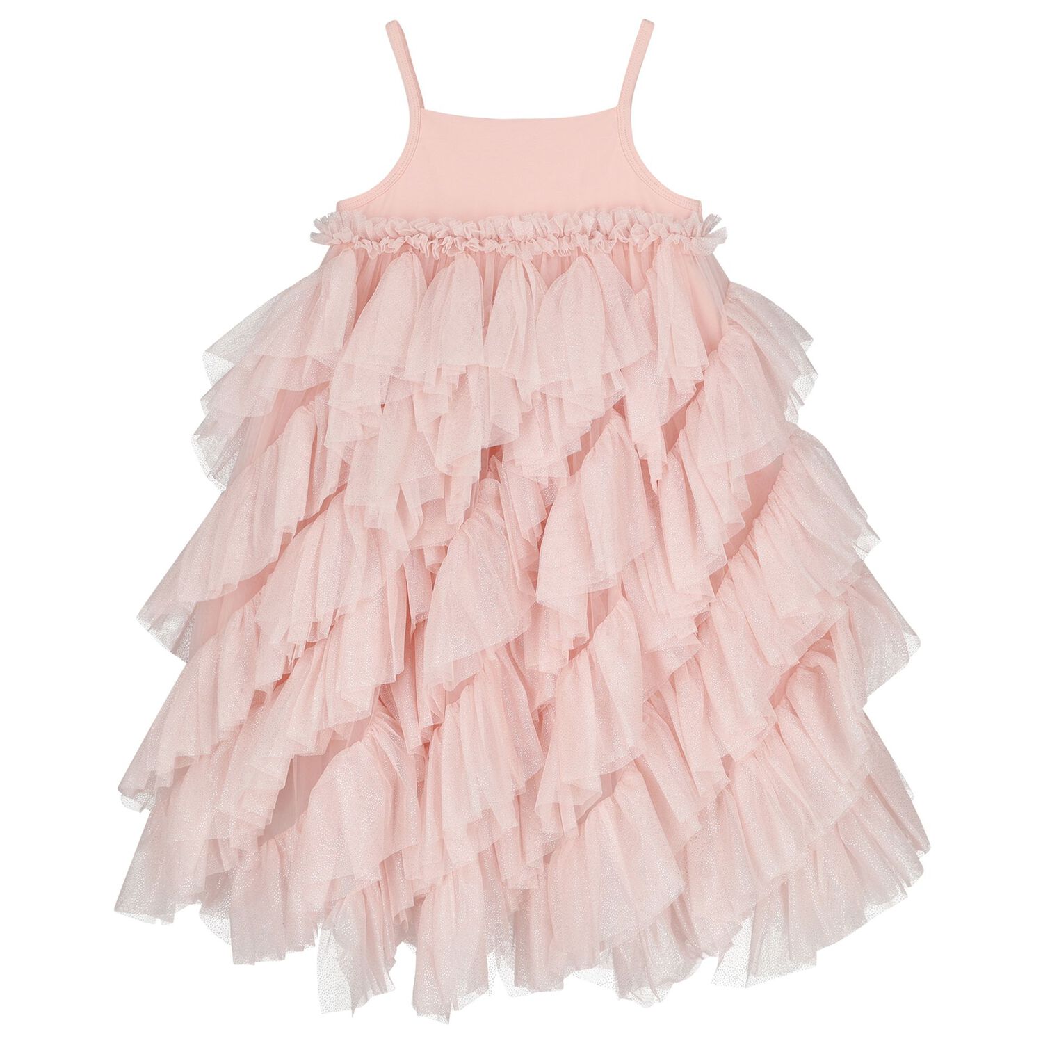 Girls Pink Tulle Ruffles Dress, 2, hi-res
