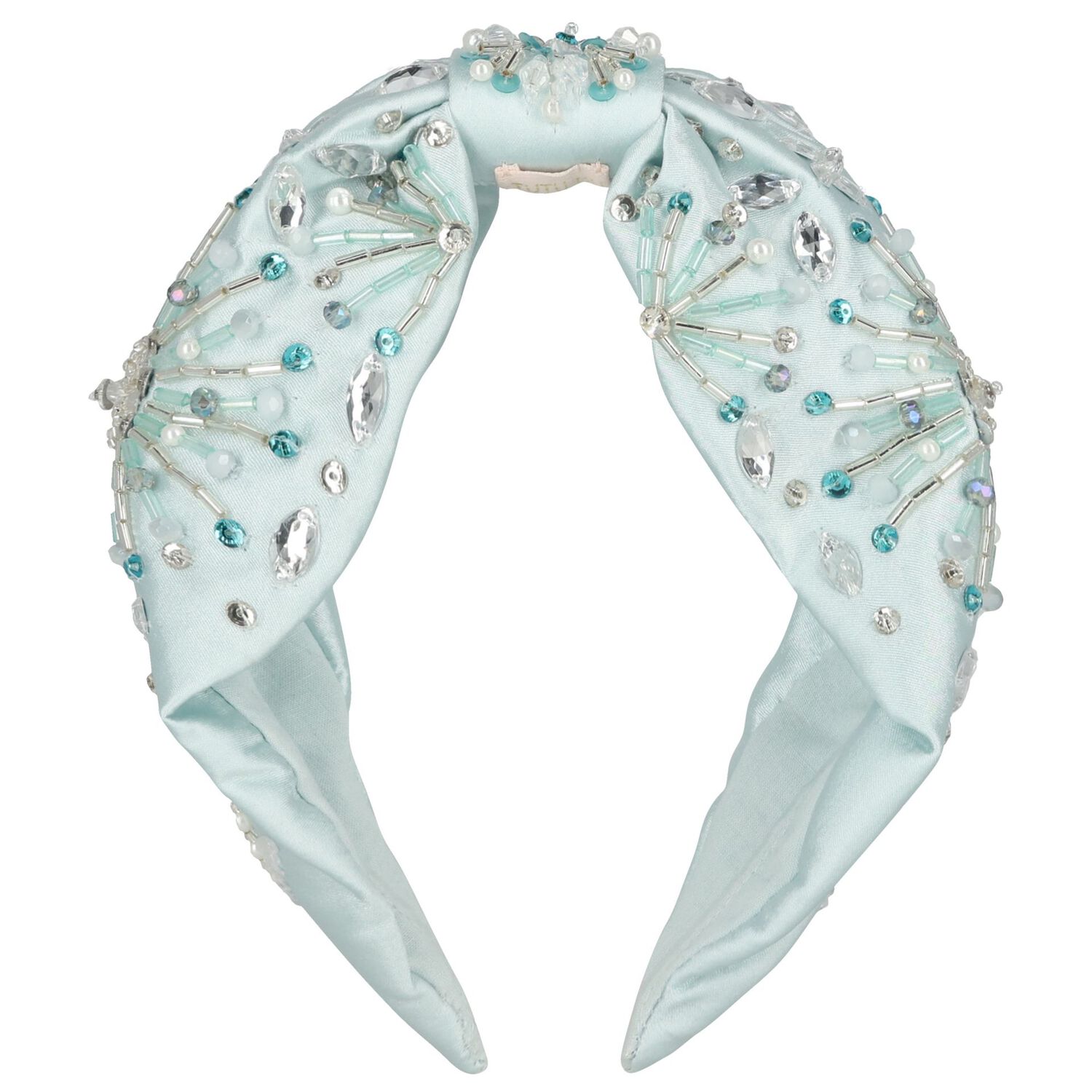 Girls Blue Crystal & Bead Headband, 1, hi-res
