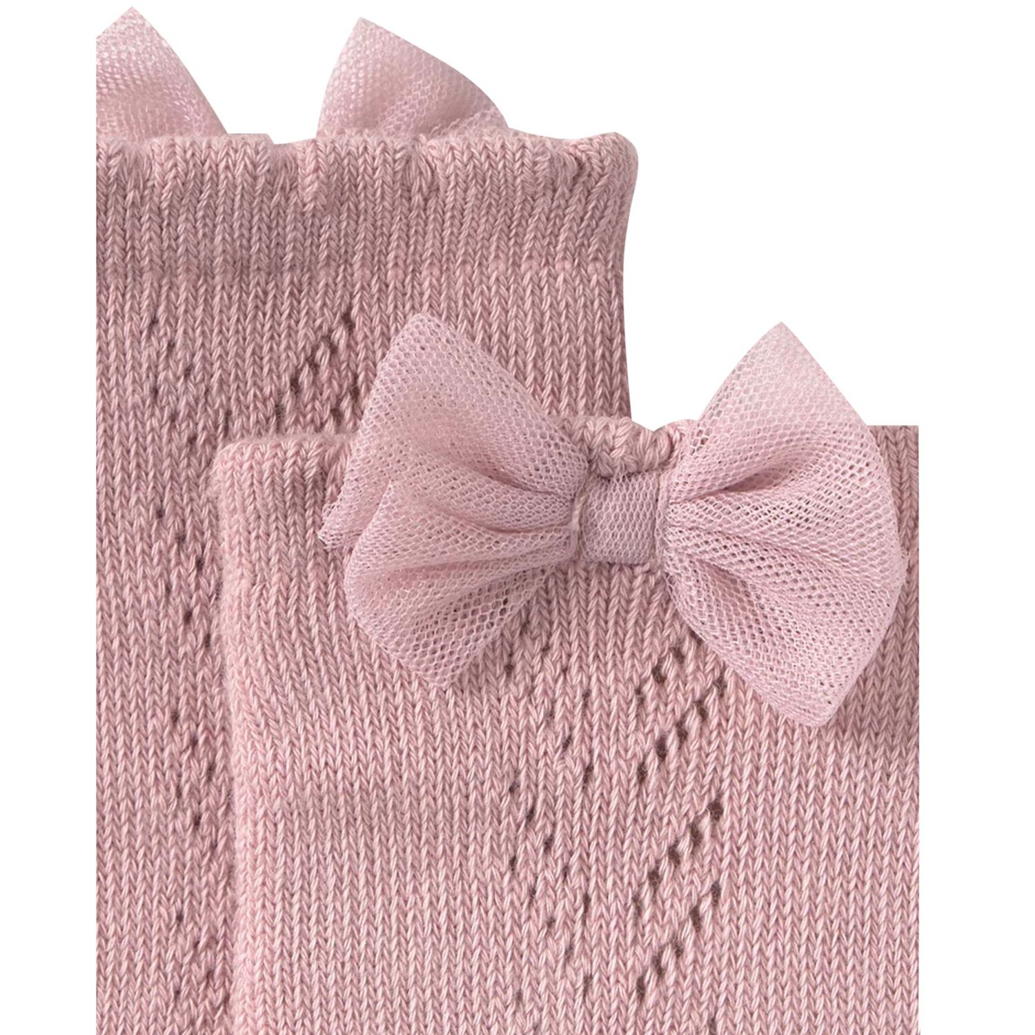 Younger Pink Knitted Bow Socks, 1, hi-res