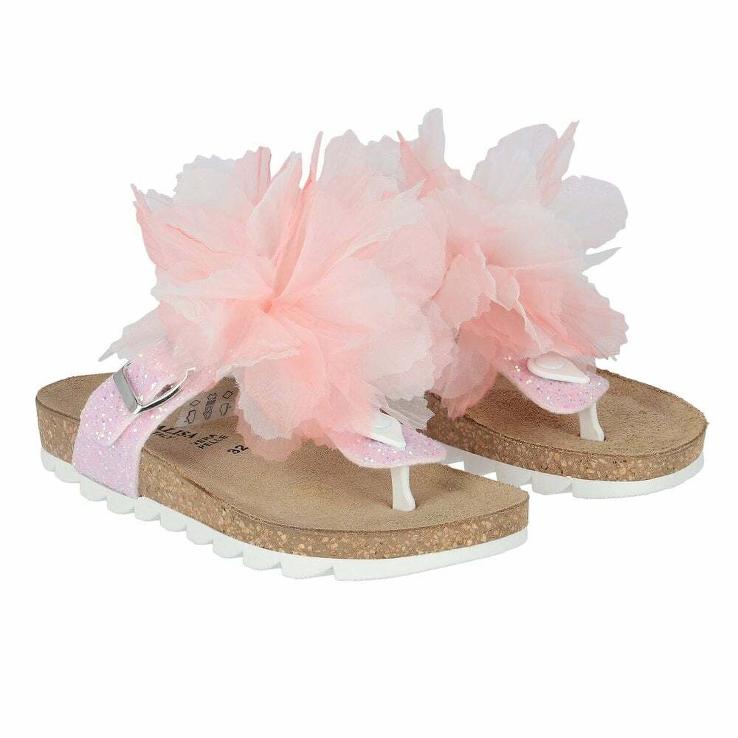 Girls Pink Floral Sandals, 1, hi-res