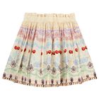 Girls Beige Cherry & Floral Skirt, 1, hi-res