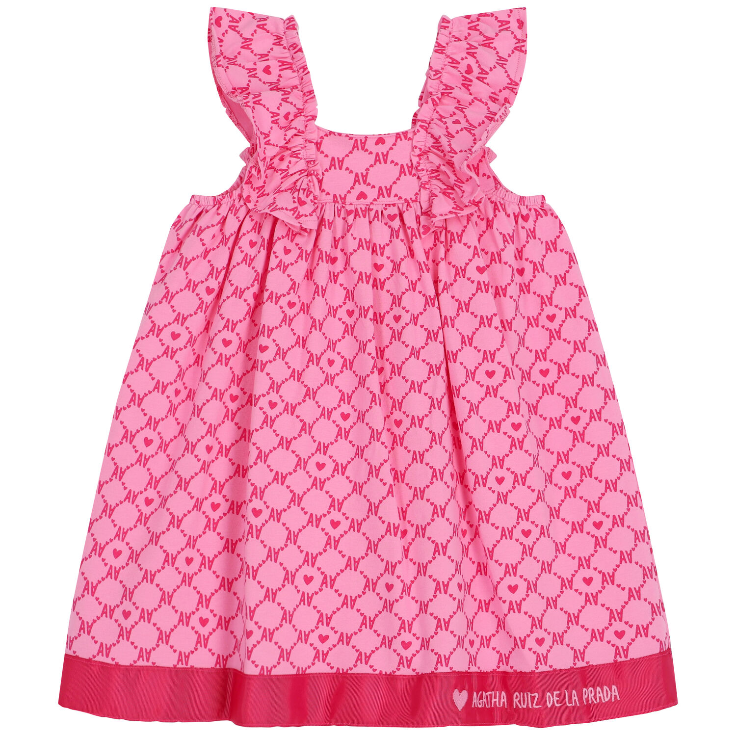 Girls Pink Logo Dress, 1, hi-res