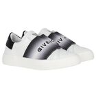 White & Black Logo Trainers, 1, hi-res