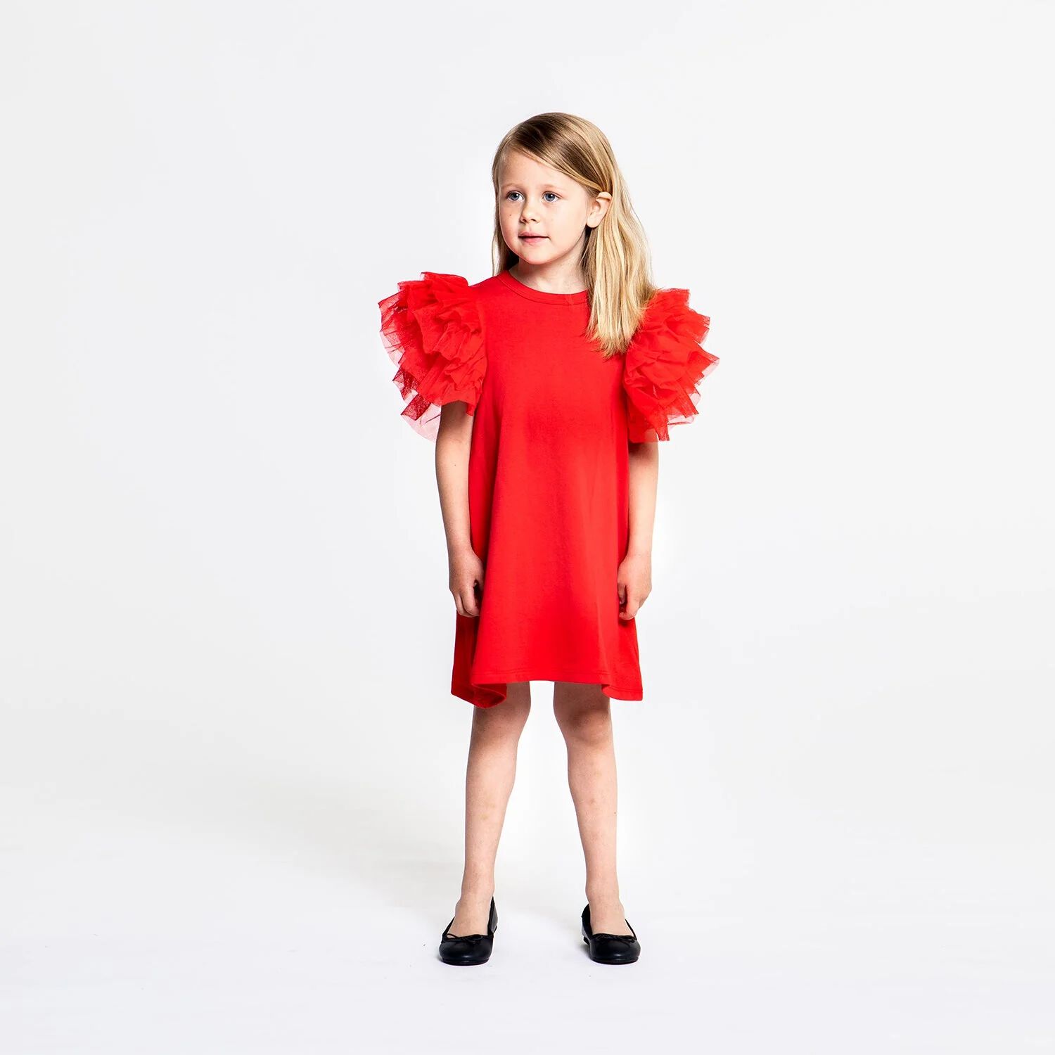 Girls Red Tulle Dress, 4, hi-res