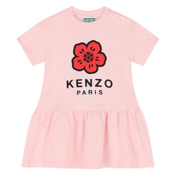 Younger Girls Pink Boke Flower Dress