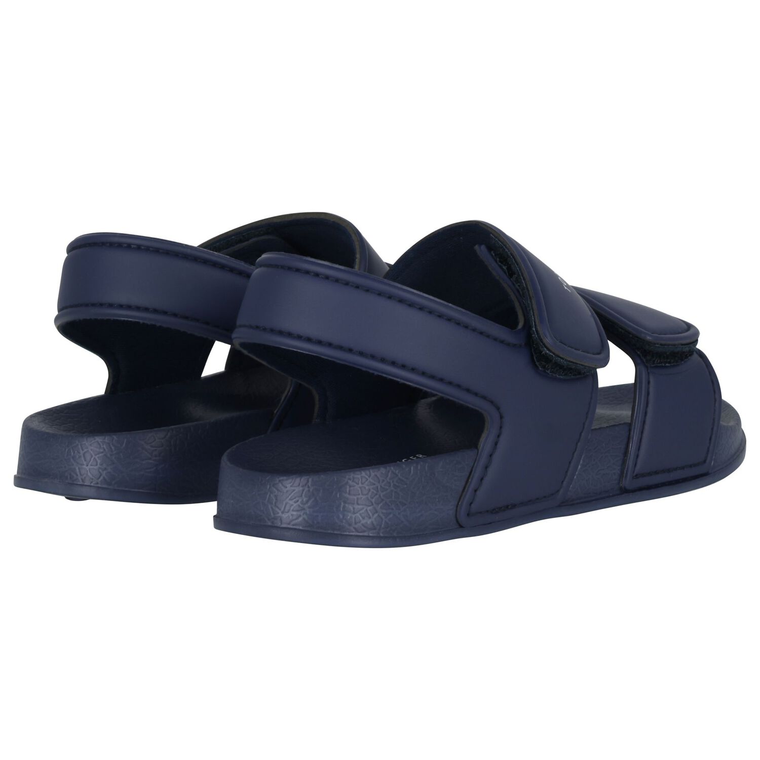 Boys Navy Blue Logo Sandals, 1, hi-res