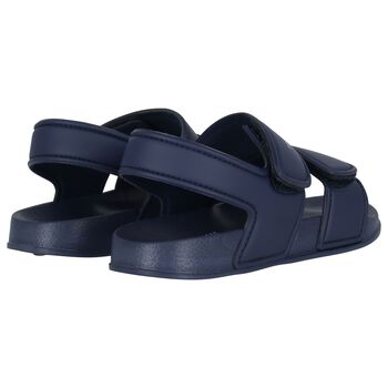 Boys Navy Blue Logo Sandals