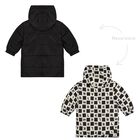 Younger Boys White & Black Ikonik Karl Reversible Puffer Jacket, 1, hi-res
