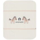 Ivory Horse & Logo Baby Blanket, 1, hi-res