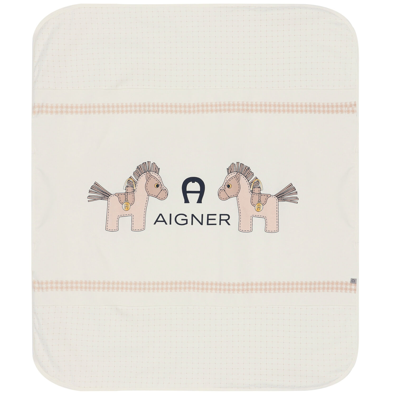 Ivory Horse & Logo Baby Blanket, 1, hi-res