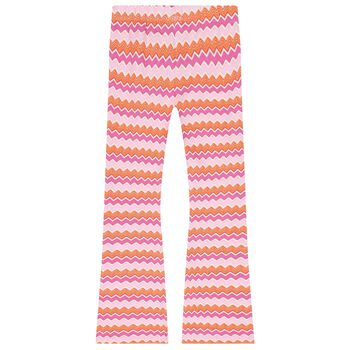 Girls White & Pink Zigzag Leggings Set
