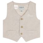 Baby Boys Beige & White Shorts Set, 1, hi-res