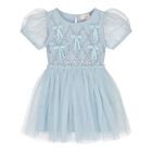 Baby Girls Blue Embellished Crystal Tulle Dress Set, 1, hi-res