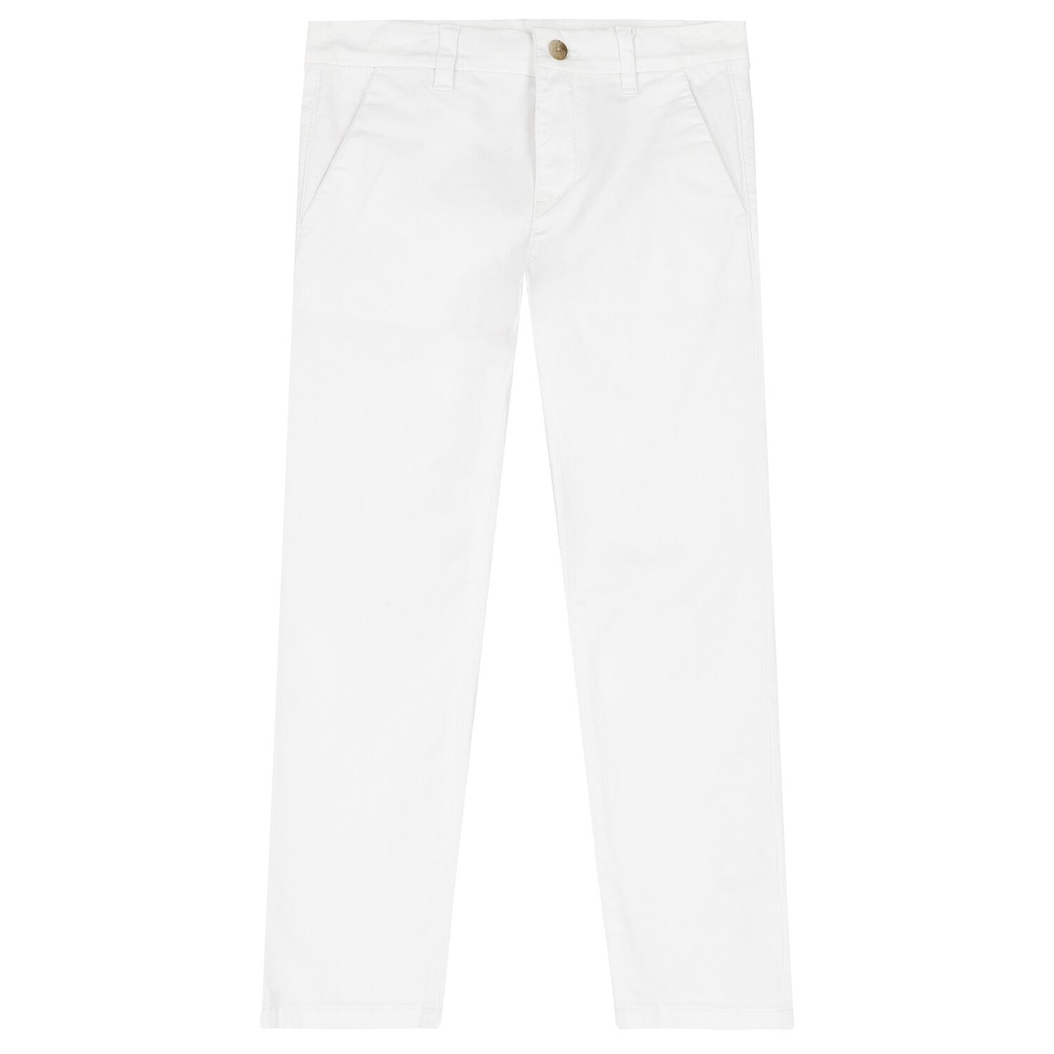 Boys White Chino Trousers, 1, hi-res image number null