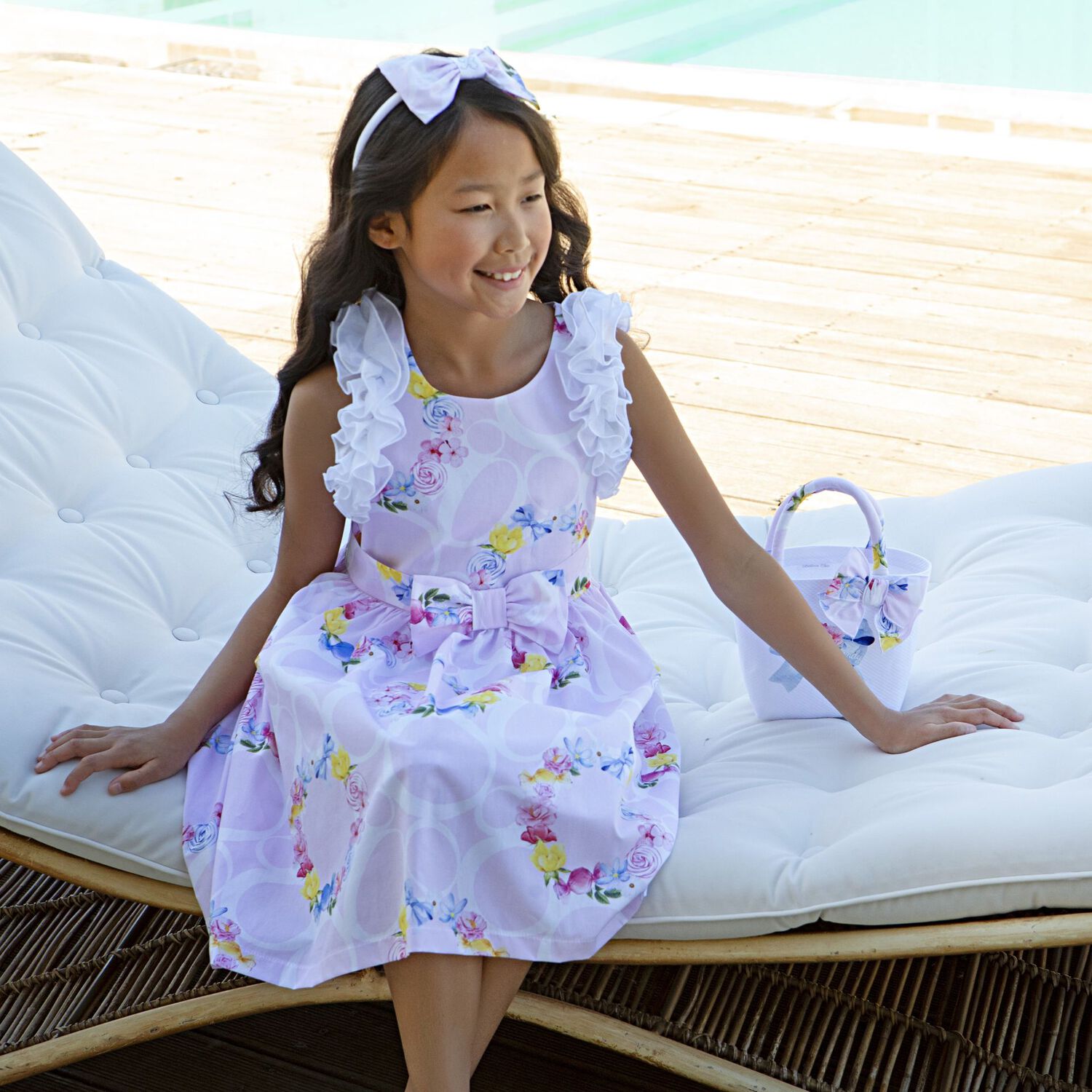 Girls Pink Ruffled Floral Dress, 1, hi-res image number null
