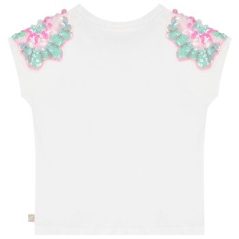 Girls White Sequin T-Shirt