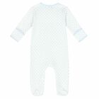 Baby Boys White & Blue Polka Dot Babygrow, 1, hi-res
