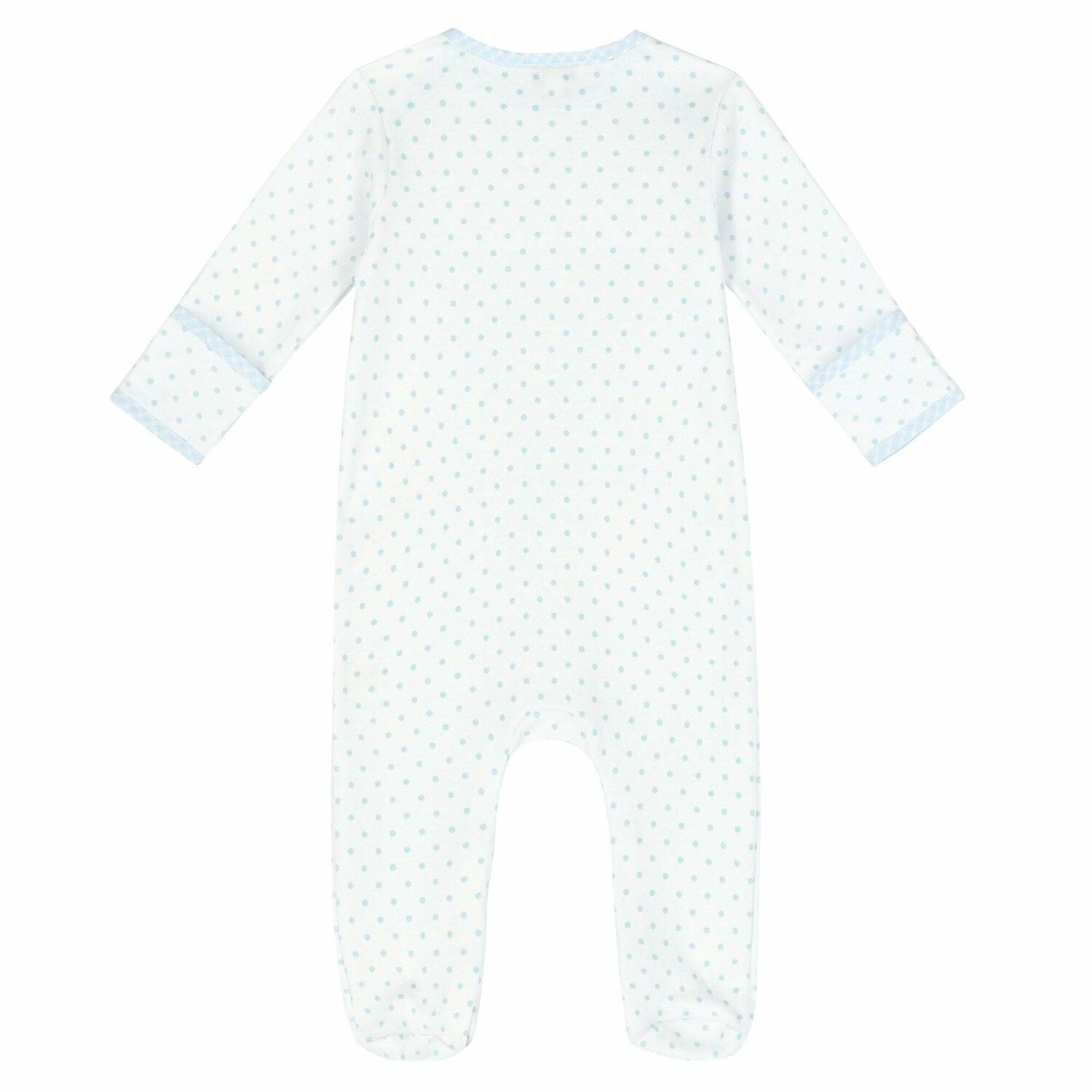 Baby Boys White & Blue Polka Dot Babygrow, 1, hi-res image number null
