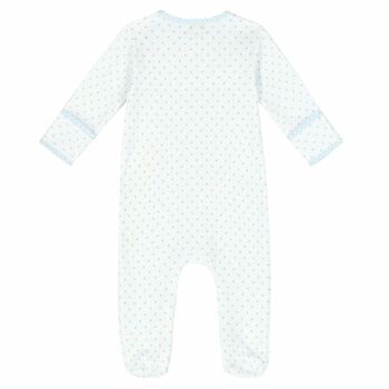 Baby Boys White & Blue Polka Dot Babygrow