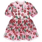 Girls Pink & Red Embroidered Sequin Dress , 1, hi-res