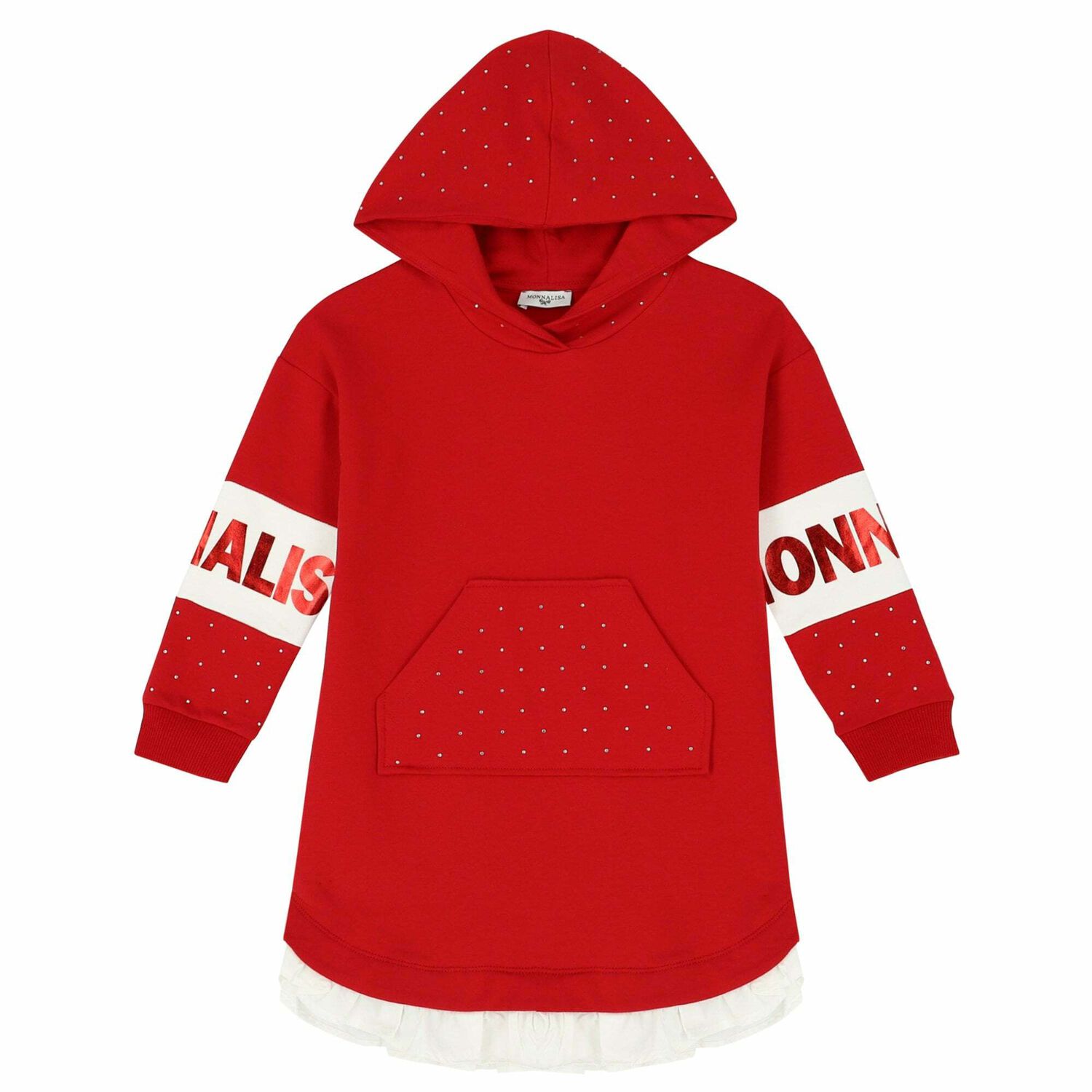 Girls Red & White Hooded Dress, 1, hi-res