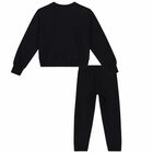 Girls Black Crystal Logo Tracksuit, 2, hi-res