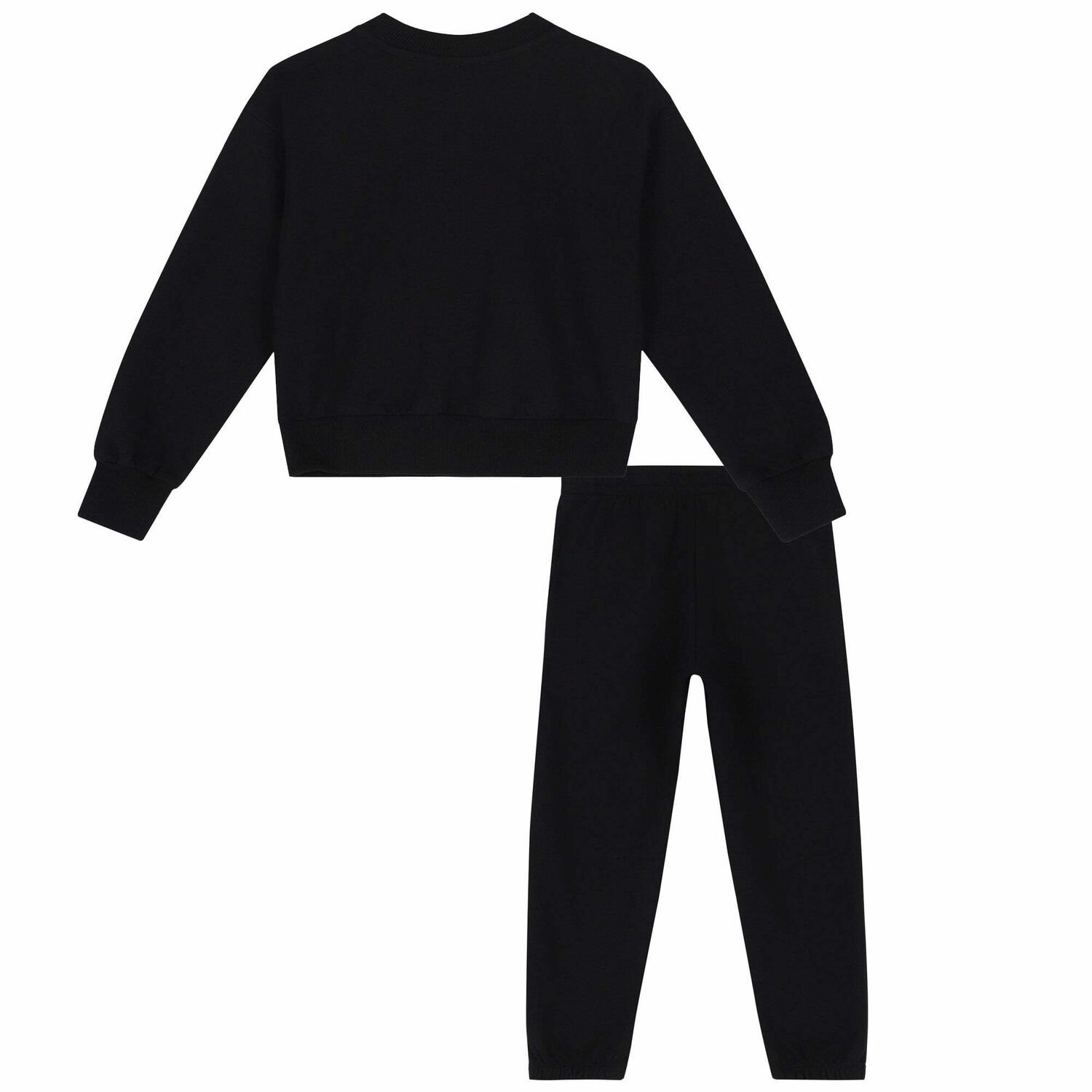 Girls Black Crystal Logo Tracksuit, 2, hi-res