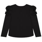 Girls Black Bow Aubrey Long Sleeve Top, 1, hi-res