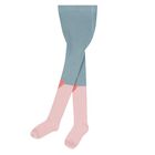 Younger Girls Pink & Blue Heart Tights, 1, hi-res
