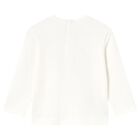 Younger Girls Ivory Bow Long Sleeve Top, 1, hi-res
