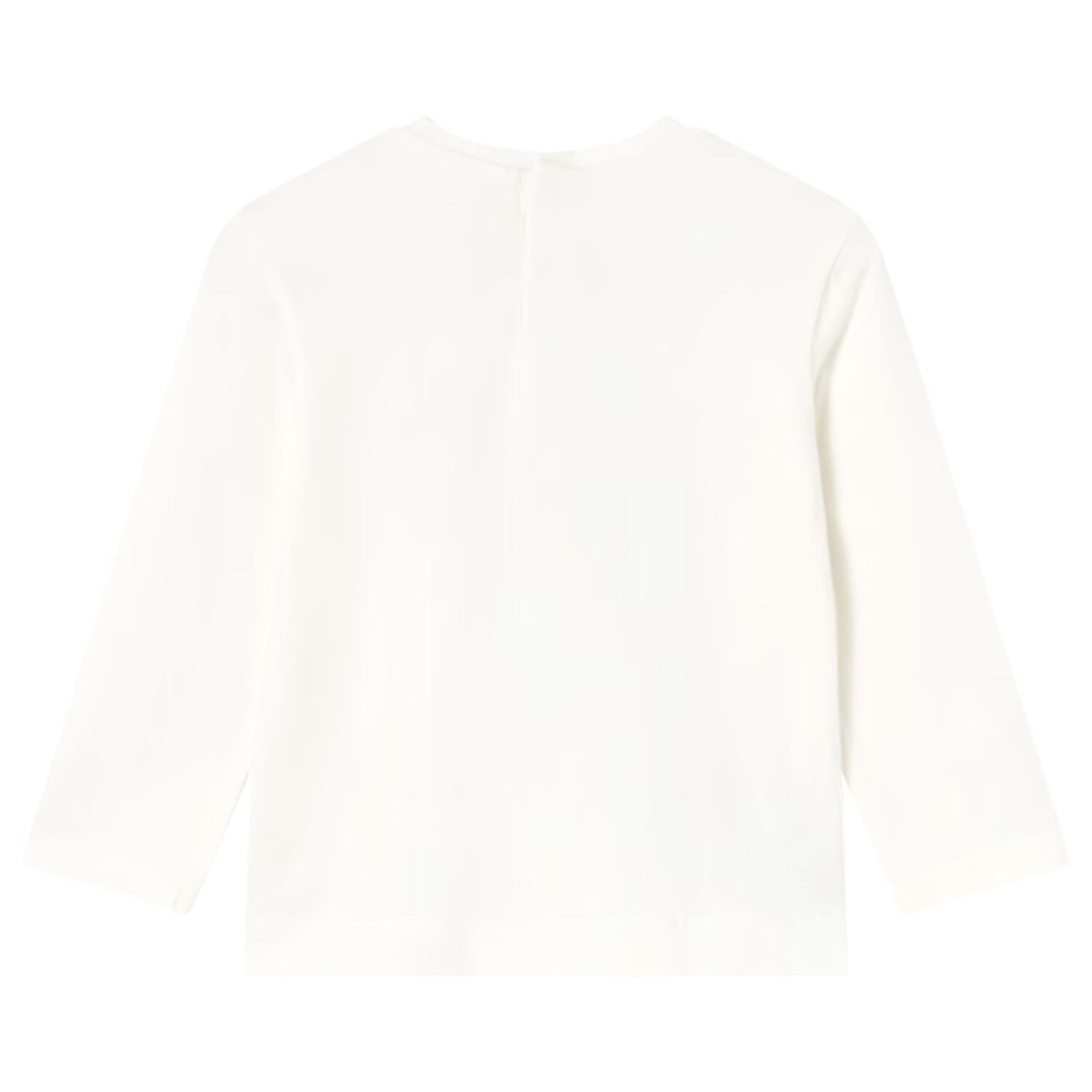 Younger Girls Ivory Bow Long Sleeve Top, 1, hi-res