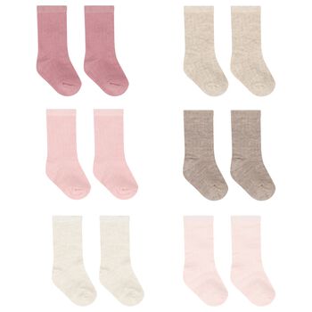 Baby Girls Pink, Beige & Ivory Socks ( 6 Pack )
