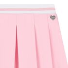 Girls Pink Logo Pleated Skirt, 1, hi-res