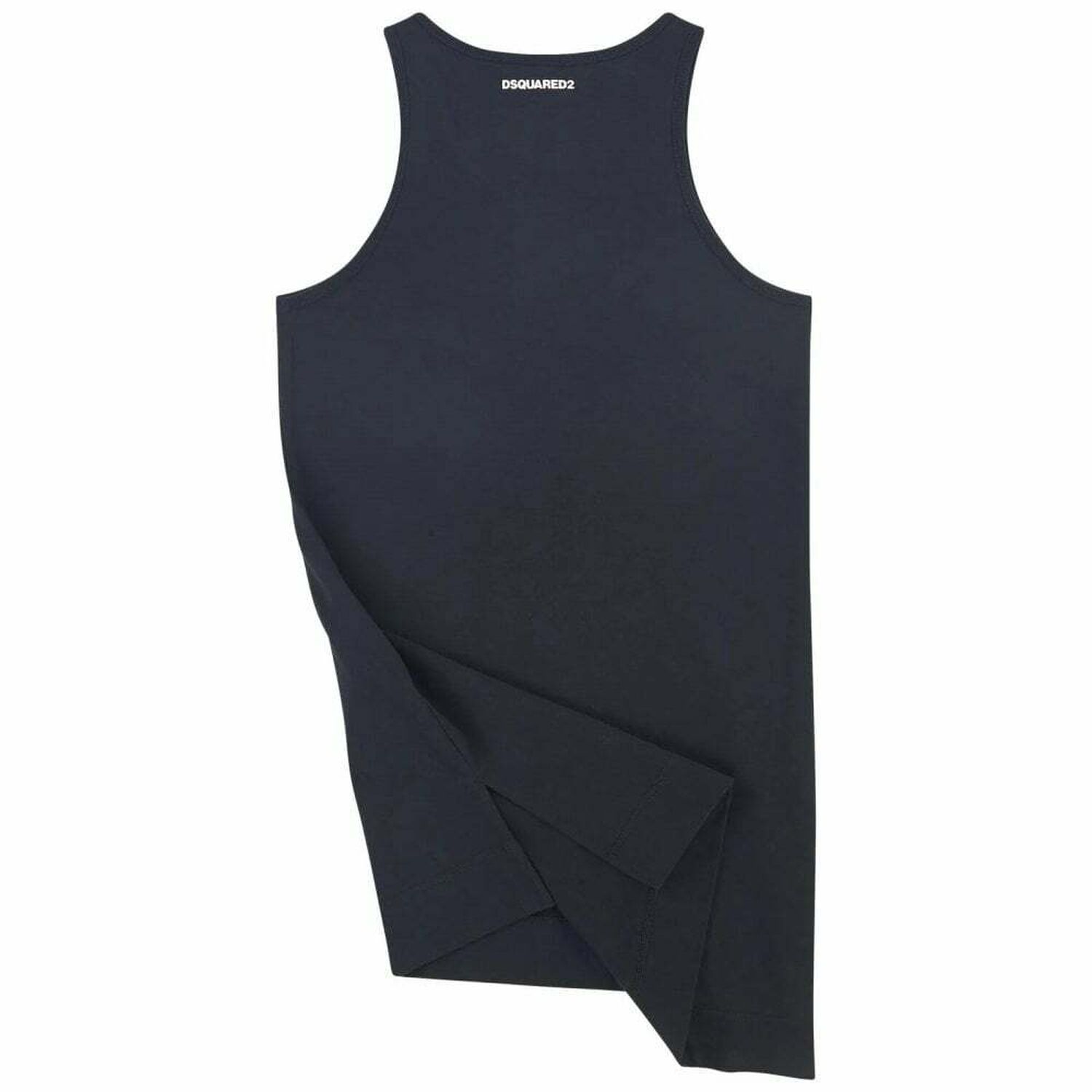 Girls Black Cotton Logo Dress, 1, hi-res