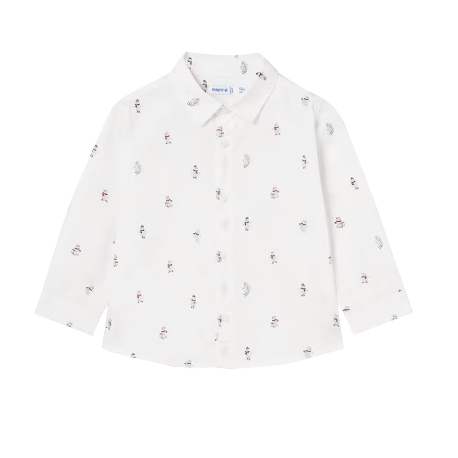 Younger Boys White Long Sleeve Shirt, 1, hi-res