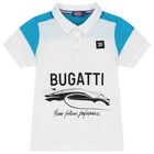 Boys White & Blue Logo Polo Shirt, 1, hi-res