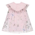 Baby Girls Pink Logo Floral Chiffon Dress, 1, hi-res