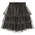 Girls Black & Gold Logo Tulle Skirt Set, 1, hi-res
