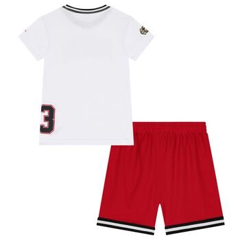 Boys White & Red Jordan Logo Shorts Set