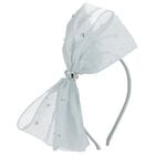 Girls Blue Organza Sequinned Bow Headband, 1, hi-res
