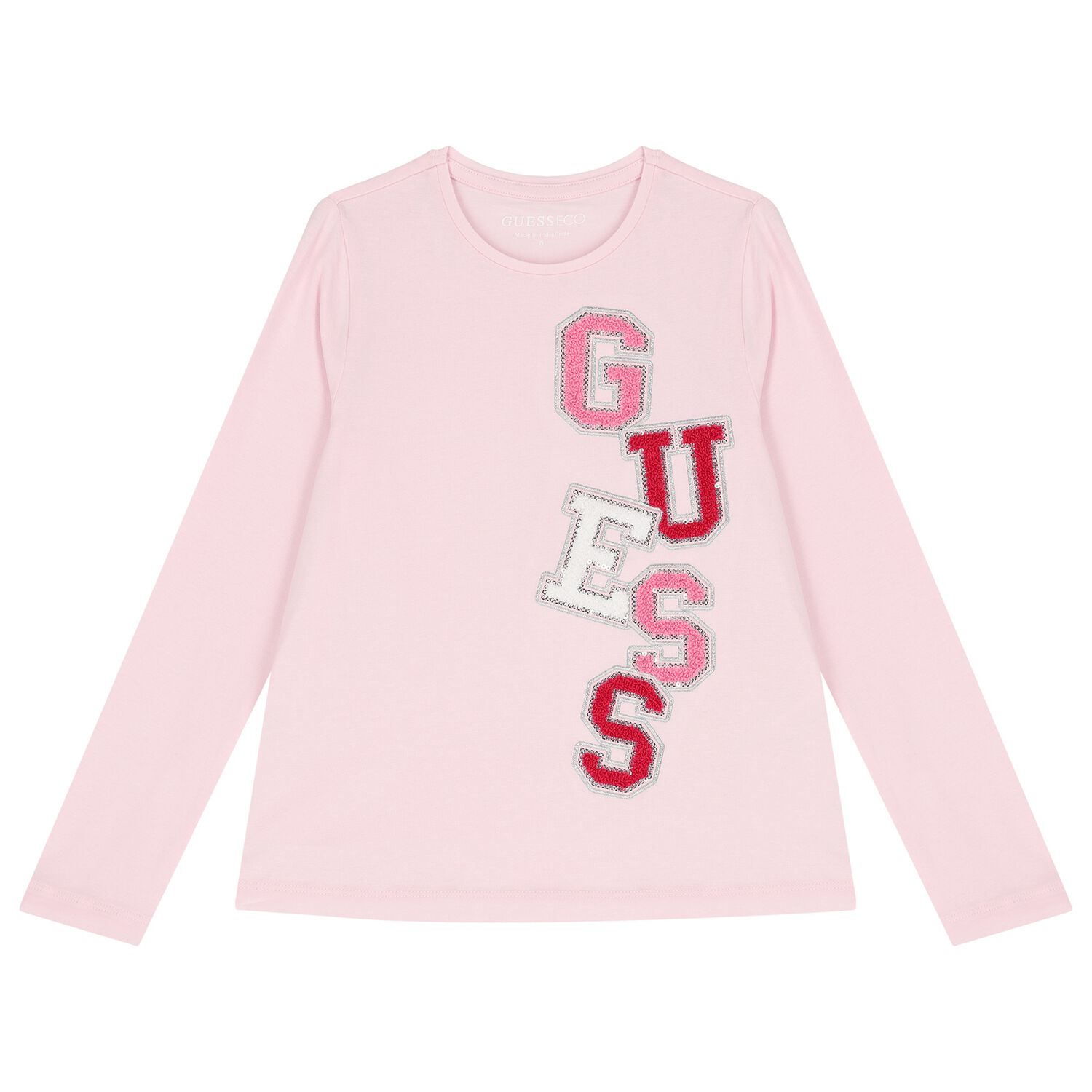 Girls Pink Logo Long Sleeve Top, 1, hi-res
