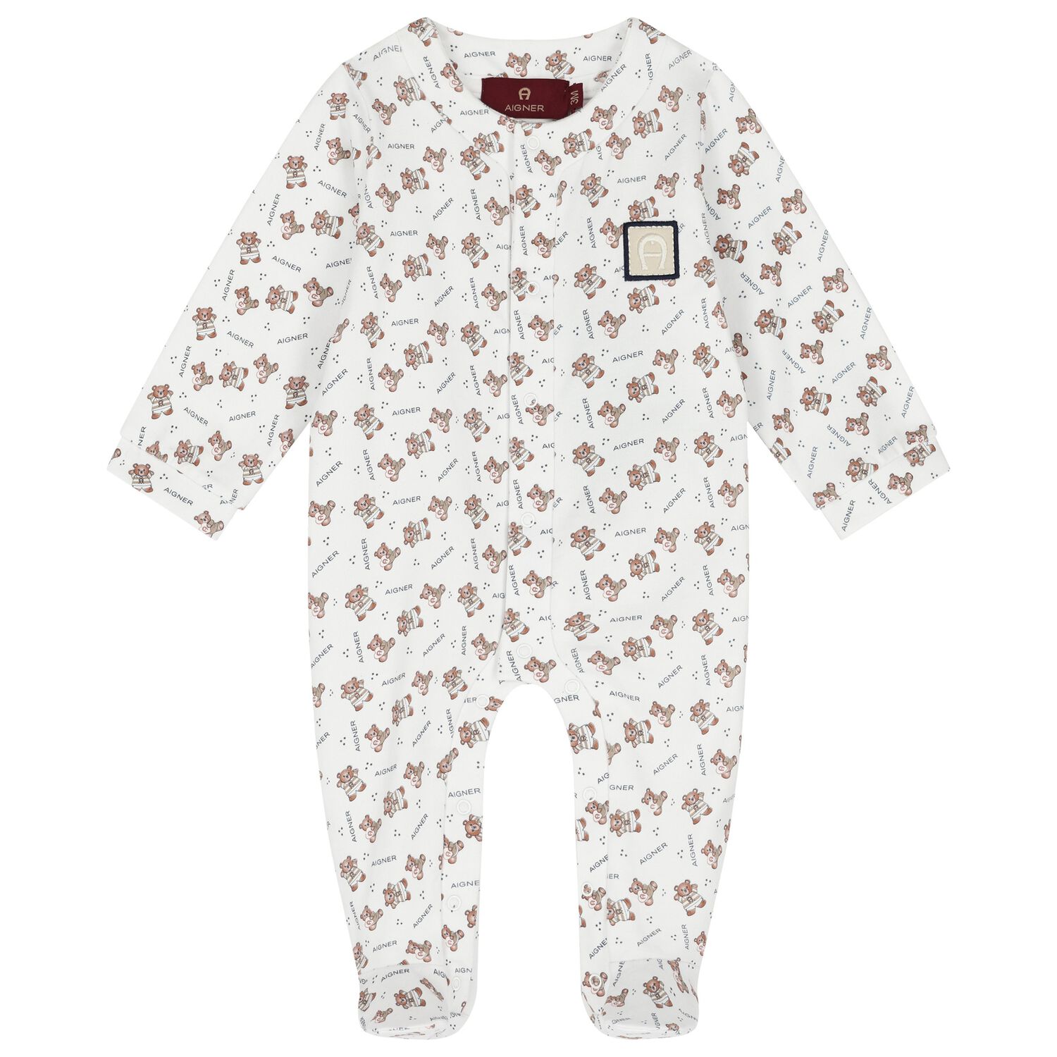 Baby Boys White & Beige Logo Babygrow, 1, hi-res image number null