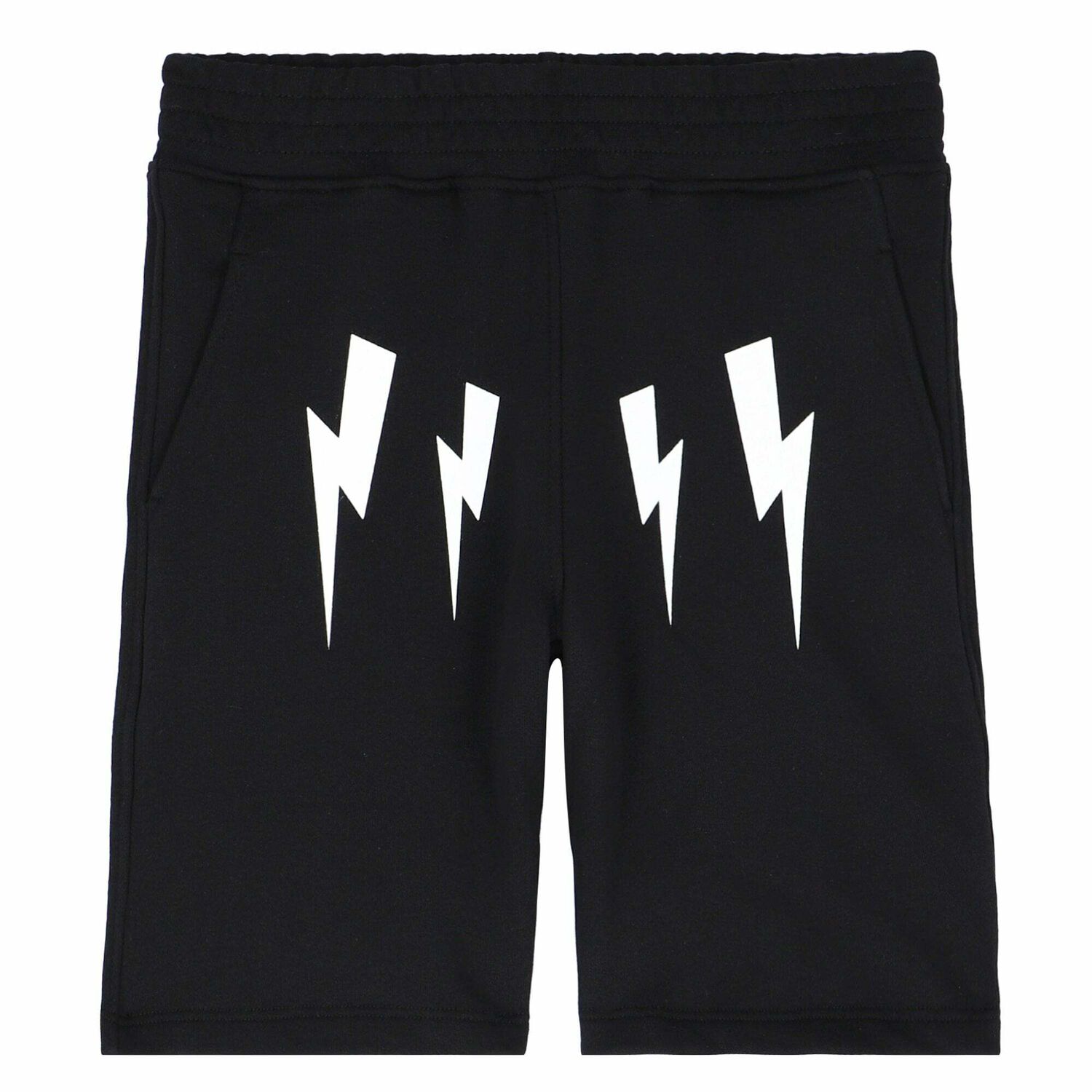 Boys Black Printed Jersey Shorts, 1, hi-res image number null