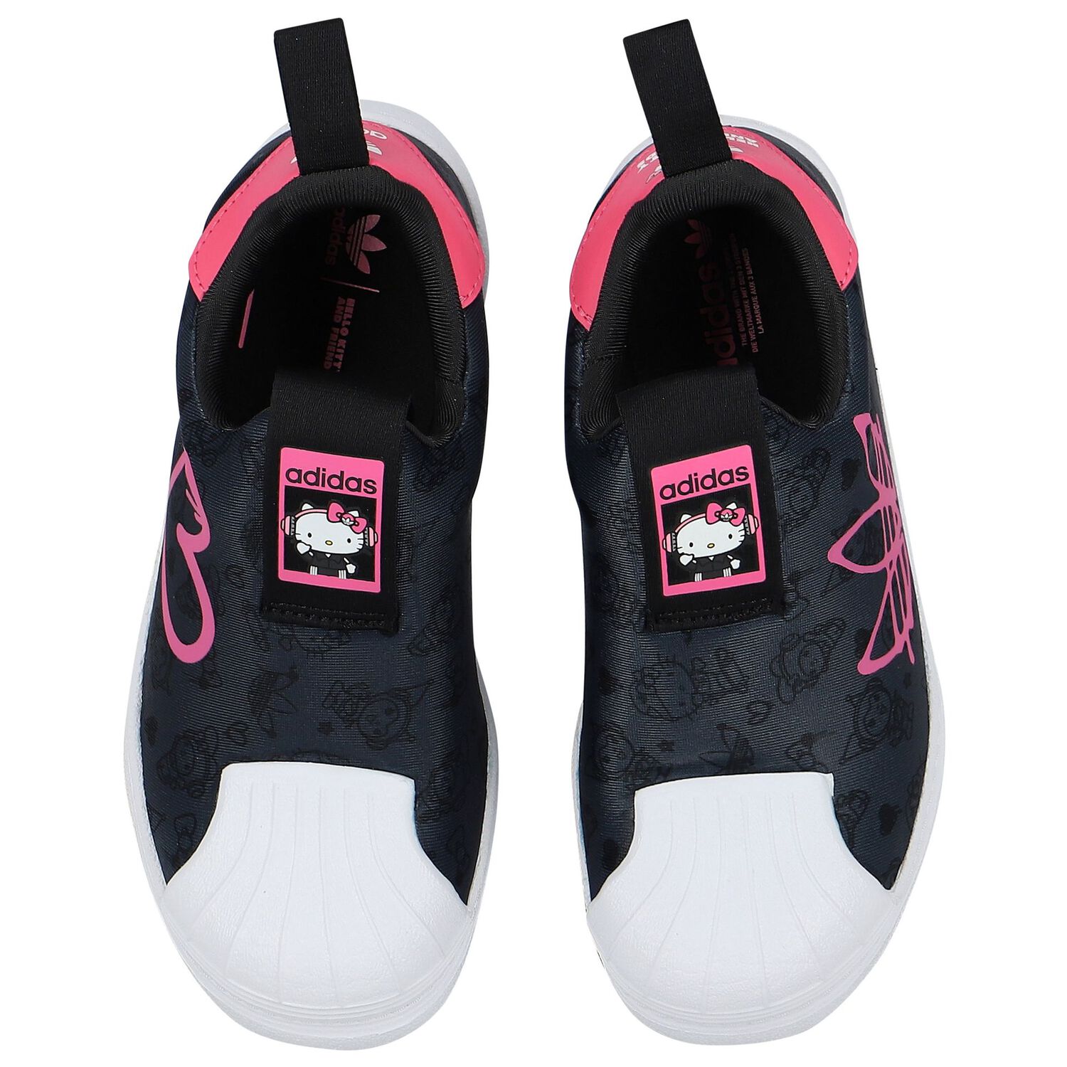 Girls Black & Pink Superstar 360 Trainers, 1, hi-res