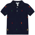 Boys Navy Logo Polo Shirt, 1, hi-res